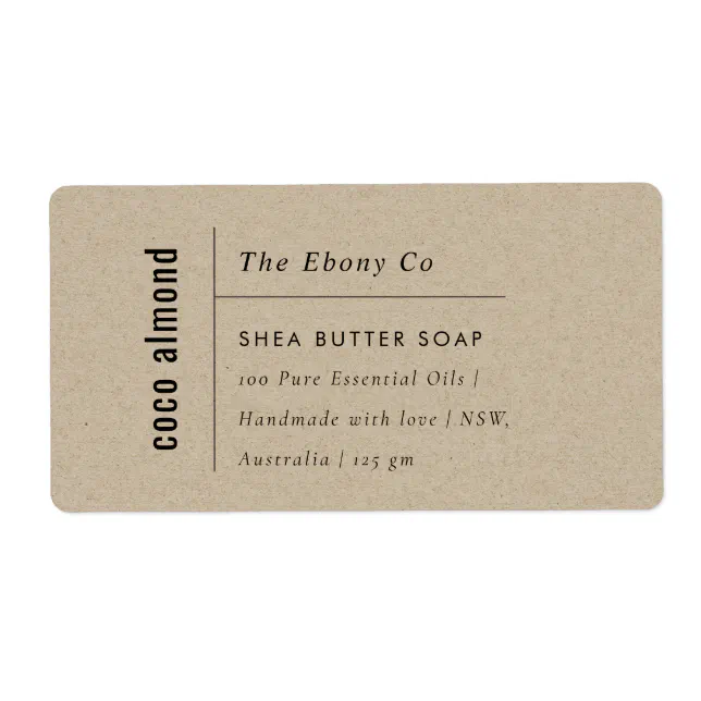 Simple Elegant Minimal Rustic Kraft Soap Label | Zazzle