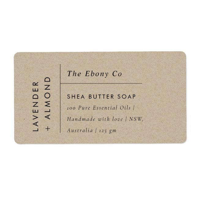 Simple Elegant Minimal Rustic Kraft Soap Label (Front)