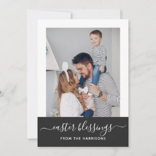 Simple Elegant Minimal Script Family Photo Easter Holiday Card