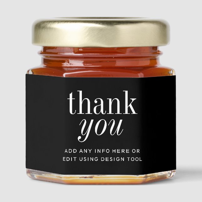 Simple Elegant Minimal Thank You Honey Jar Favors (Front)