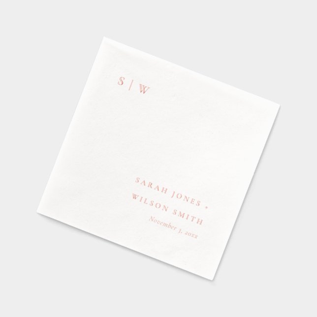 Simple Elegant Minimal Typography Monogram Wedding Foil Napkins (Left)