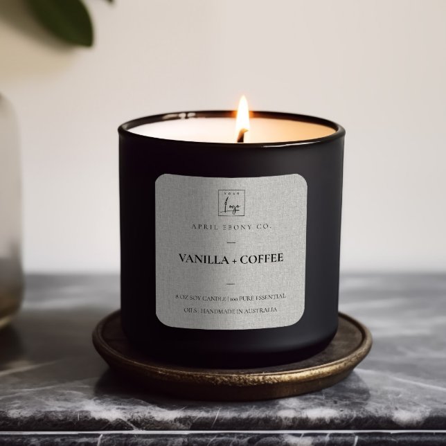 SIMPLE ELEGANT MINIMAL URBAN DUSKY GREY LINEN LOGO SQUARE STICKER (Creator Uploaded)