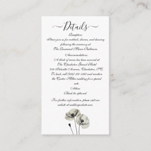 Simple Elegant Minimalism Black and White Poppies  Enclosure Card