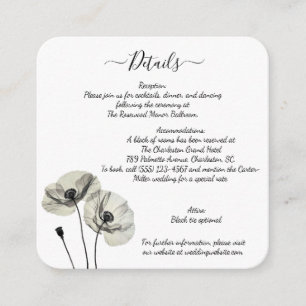 Simple Elegant Minimalism Black and White Poppies  Enclosure Card