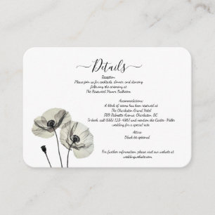 Simple Elegant Minimalism Black and White Poppies  Enclosure Card
