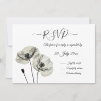 Simple Elegant Minimalism Black and White Poppies