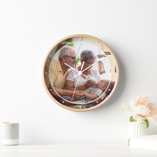 Simple Elegant Minimalism Custom Family Photo Clock
