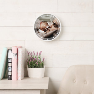 Simple Elegant Minimalism Custom Family Photo Clock