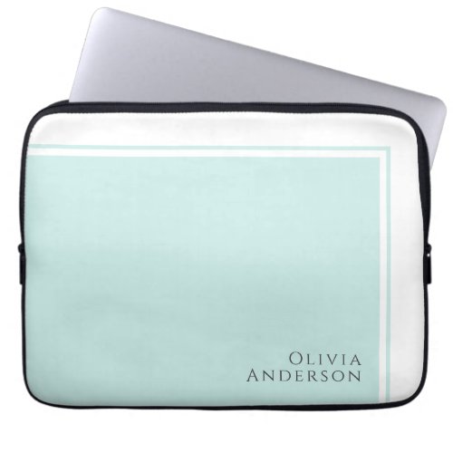 Simple Elegant Minimalist Aqua Color Block Laptop Sleeve