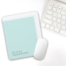 Simple Elegant Minimalist Aqua Color Block Mouse Pad