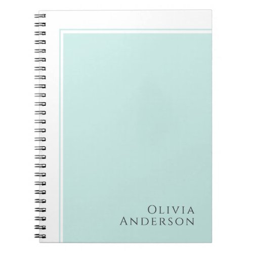 Simple Elegant Minimalist Aqua Color Block Notebook