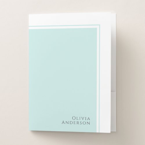 Simple Elegant Minimalist Aqua Color Block Pocket Folder