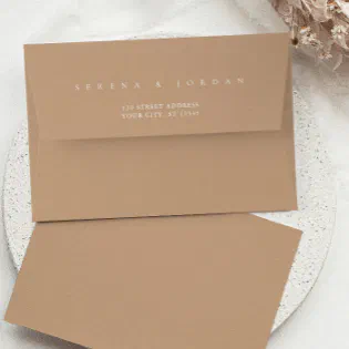 Simple Elegant Minimalist Beige Tan Wedding Envelope Simple Elegant Minimalist Beige Tan Wedding Envelope
