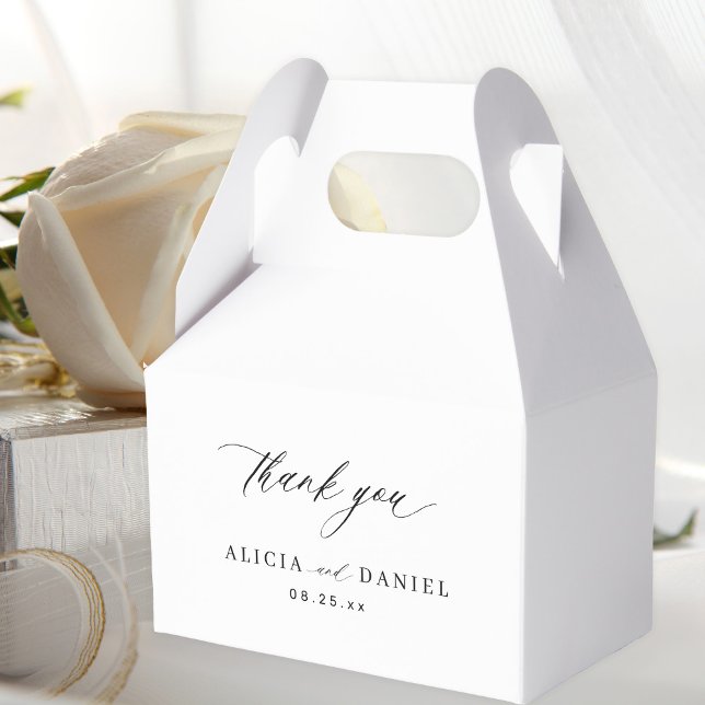 Simple elegant minimalist black and white wedding favor boxes (Creator Uploaded)