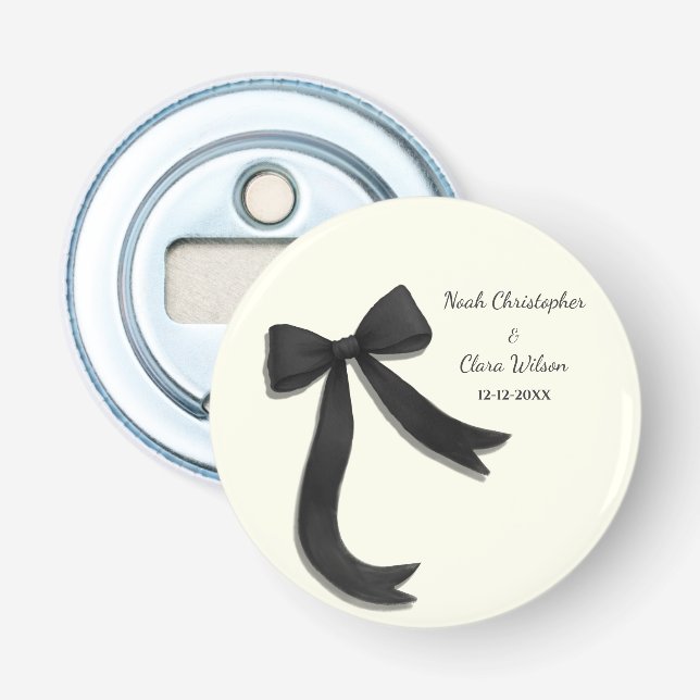 Simple Elegant Minimalist Black Bow Bottle Opener (Front)