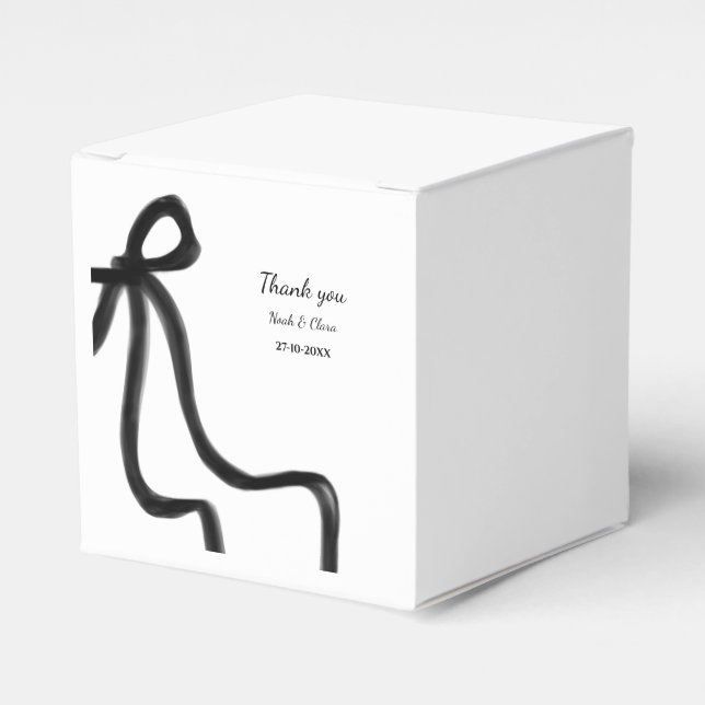 Simple Elegant Minimalist Black Bow Classic Favor Boxes (Front Side)