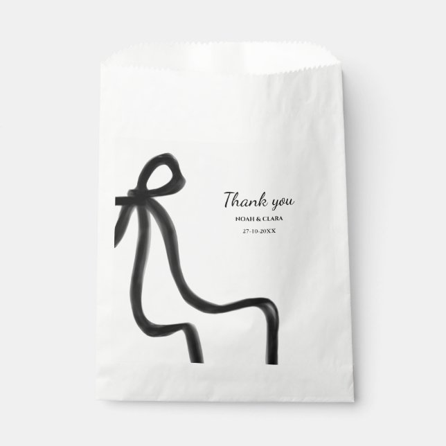 Simple Elegant Minimalist Black Bow Favor Bag (Front)