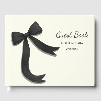 Simple Elegant Minimalist Black Bow Guest Book