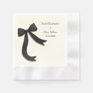 Simple Elegant Minimalist Black Bow Napkins