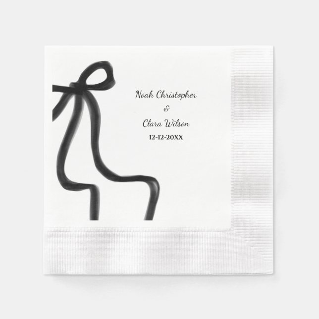 Simple Elegant Minimalist Black Bow Napkins (Front)
