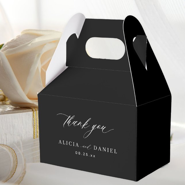 Simple elegant minimalist black wedding favor boxes (Creator Uploaded)
