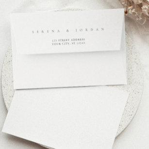 Simple Elegant Minimalist Black & White Wedding Envelope