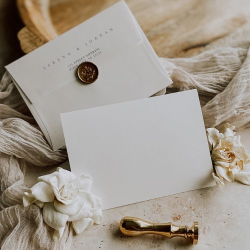 Simple Elegant Minimalist Black  White Wedding Envelope