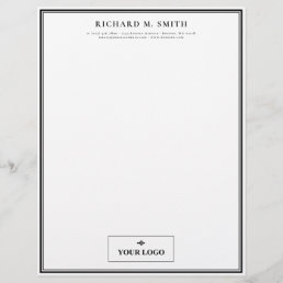 Simple Elegant Minimalist Black White With Logo Letterhead