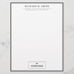 Simple Elegant Minimalist Black White With Logo Letterhead