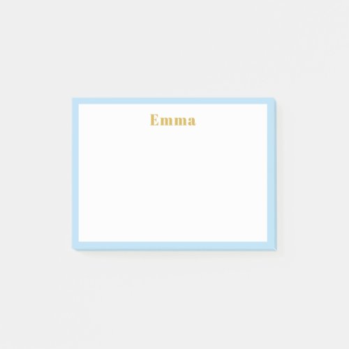 Simple Elegant Minimalist Blue Border Monogram Post_it Notes