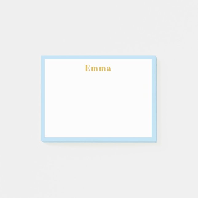 Simple Elegant Minimalist Blue Border Monogram Post-it Notes (Front)