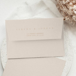 Simple Elegant Minimalist Blush Pink &amp; Tan Wedding Envelope