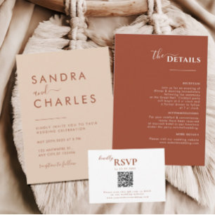 Simple Elegant Minimalist Boho cute Terracotta Invitation