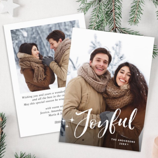 Simple Elegant Minimalist Christmas 2 Photo Holiday Card (Creator Uploaded)