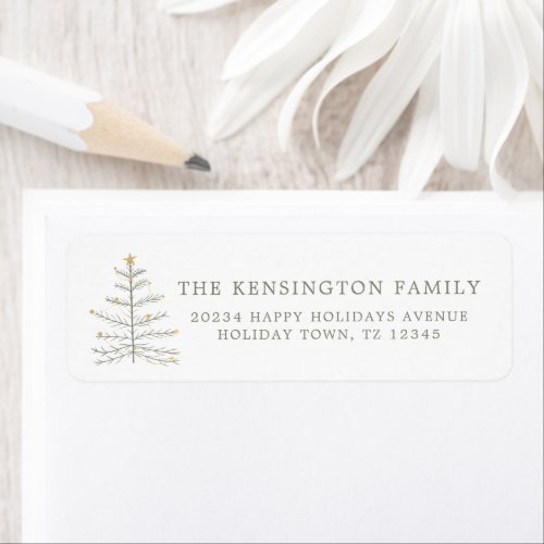 Simple Elegant Minimalist Christmas Tree  Label