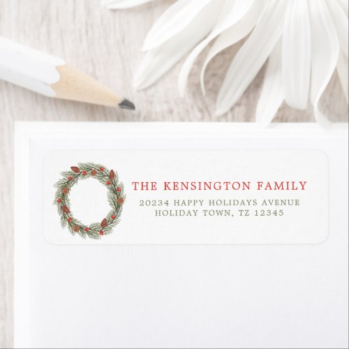 Simple Elegant Minimalist Christmas Wreath Label