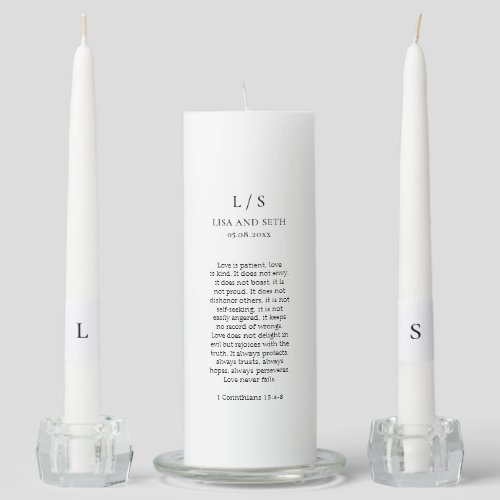 Simple Elegant Minimalist Classic Monogram Wedding Unity Candle Set