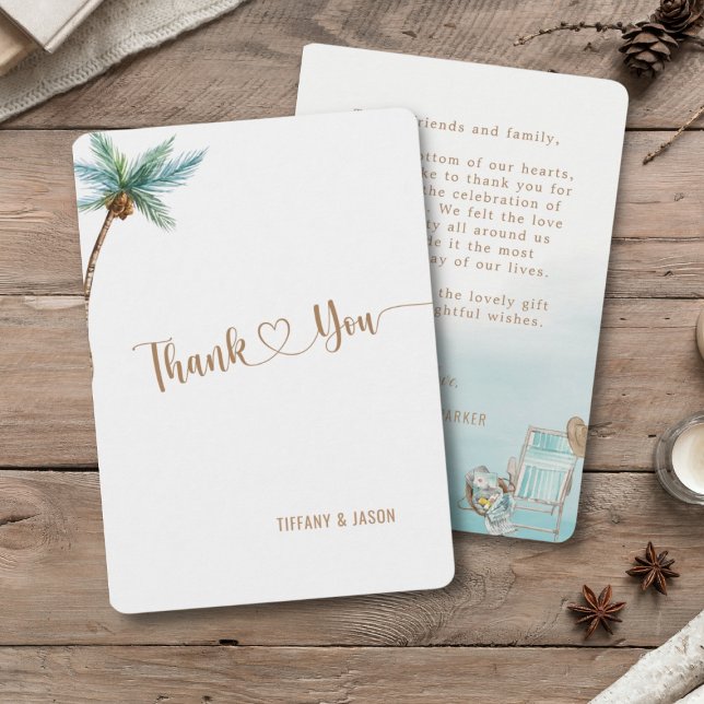 Simple Elegant Minimalist Custom Beach Wedding Note Card (Creator Uploaded)