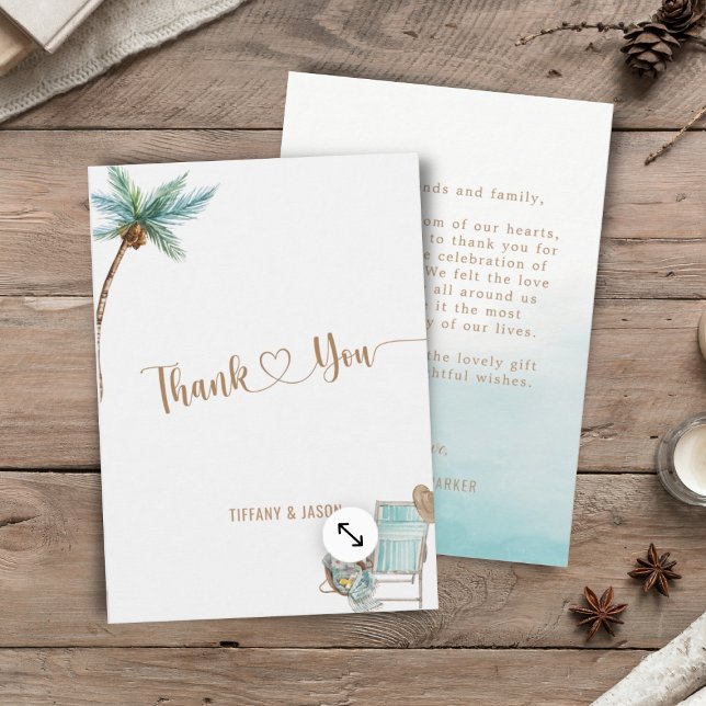 Simple Elegant Minimalist Custom Beach Wedding Thank You Card (Creator Uploaded)