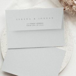 Simple Elegant Minimalist Dusty Blue Wedding Envelope