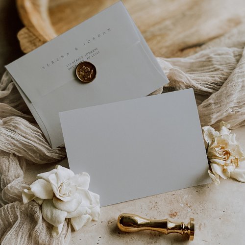 Simple Elegant Minimalist Dusty Blue Wedding Envelope