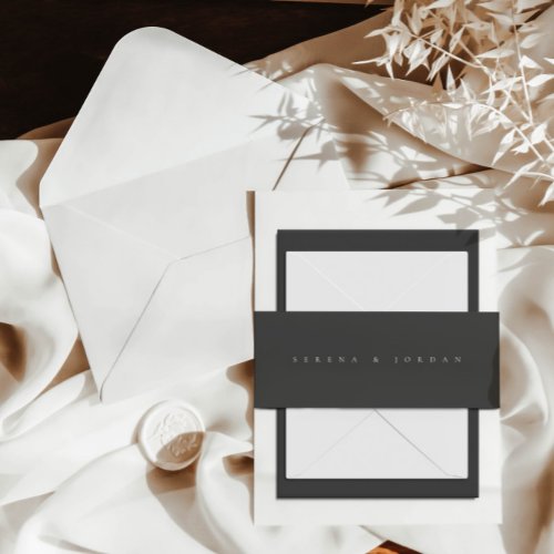 Simple Elegant Minimalist Dusty Grey Wedding Invitation Belly Band