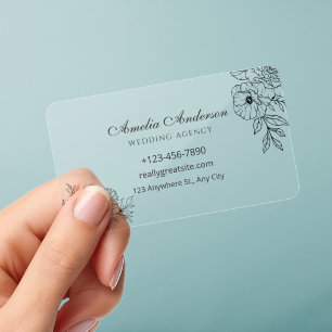 Simple Elegant Minimalist Floral Clear Business Cards