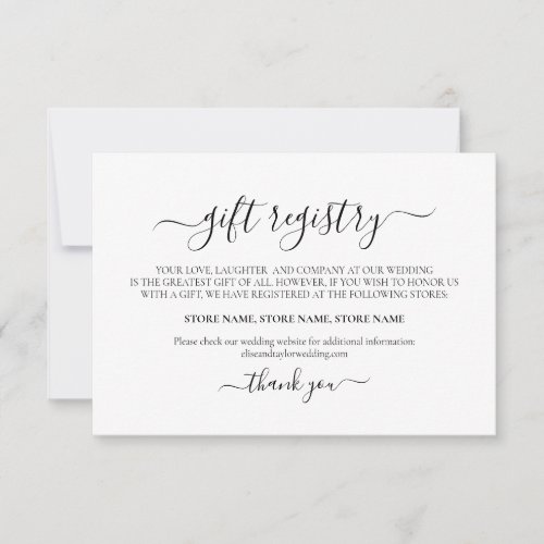 Simple Elegant Minimalist Gift Registry Card