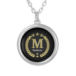 Simple Elegant Minimalist Gold Custom Monogram Silver Plated Necklace