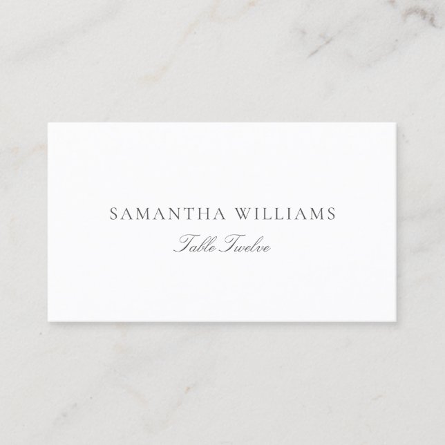Simple Elegant Minimalist Gray Wedding Place Cards (Front)