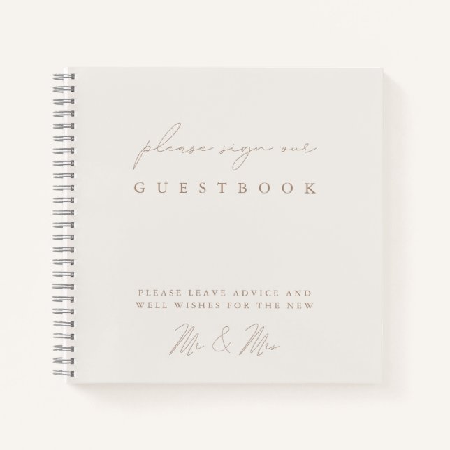 Simple Elegant Minimalist Ivory Wedding Guest Book (Front)