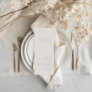 Simple Elegant Minimalist Ivory Wedding Menu