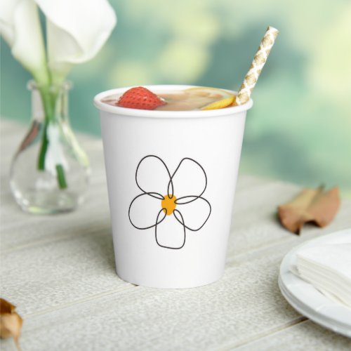 Simple Elegant Minimalist Liner Flower  Paper Cups