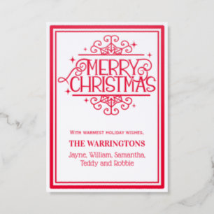 Simple Elegant Minimalist Merry Christmas Letterpress Photo Cards